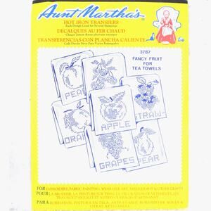 Aunt Martha's Hot Iron Transfers Fancy Fruit for Tea Towels Designs Never Opened